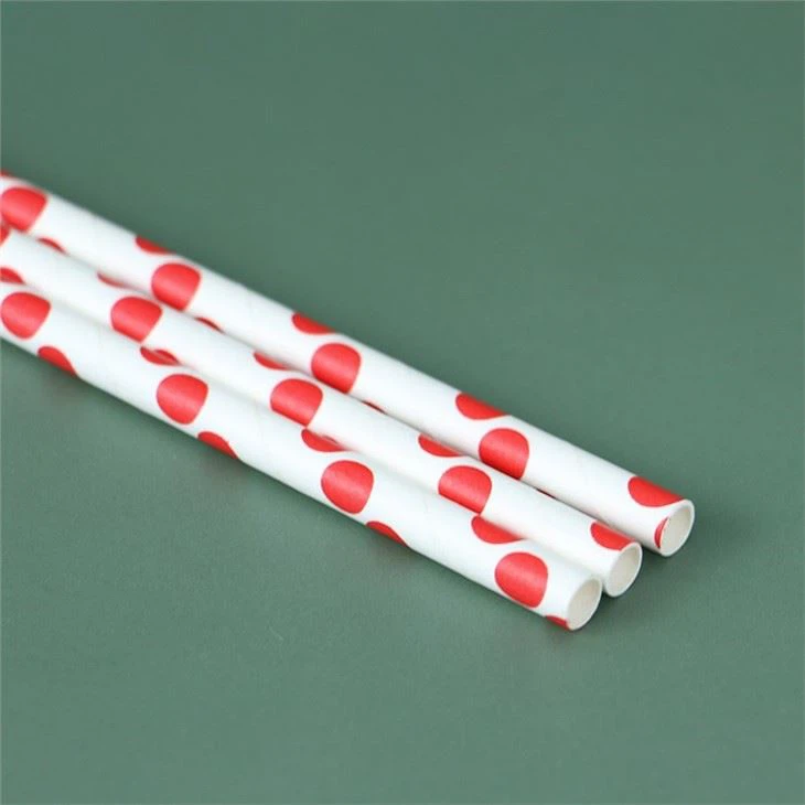 Red Dots Printed Paper Straws